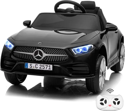 Auto de Paseo Eléctrico para Niños Mercedes Benz con Control Remoto, Vehículo con Batería de 12V con Licencia, Velocidad Ajustable, Cinturón de Negro