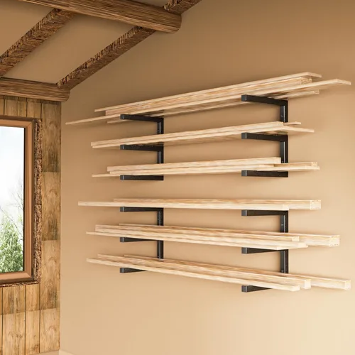 Miniatura 7 de YYR Organizador de madera y estante de almacenamiento de madera, estante de metal resistente con 6 niveles que soporta hasta 1200 libras, uso