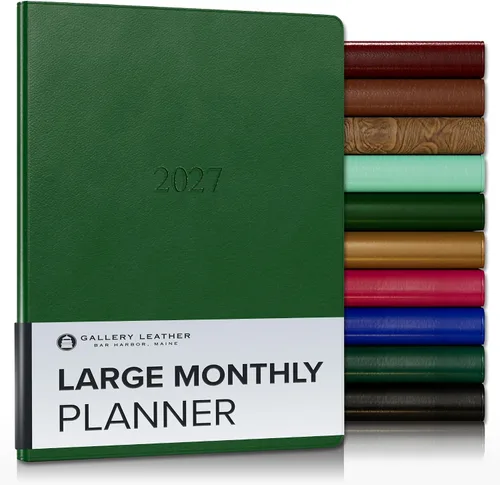 Miniatura 87 de Gallery Leather Agenda Mensual Grande 2025-2026, Elegantemente Encuadernada Planificador de Calendario y Cuaderno con Elegantes Bordes Dorados, 18