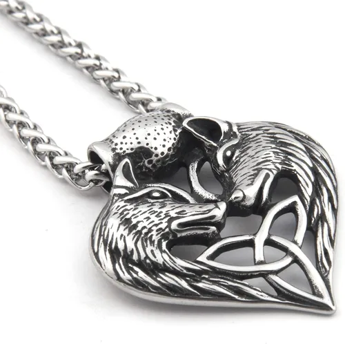 Miniatura 2 de Gungneer Colgante de lobo Fenrir vikingo, regalo para hombres y mujeres, cadena de acero inoxidable, amuleto de plata potente talismán