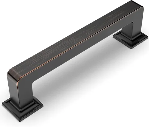Miniatura 49 de Amerdeco - Paquete de 10 tiradores de latón cepillado para armarios con orificio central de 3 pulgadas (76 mm), tiradores para armarios de cocina