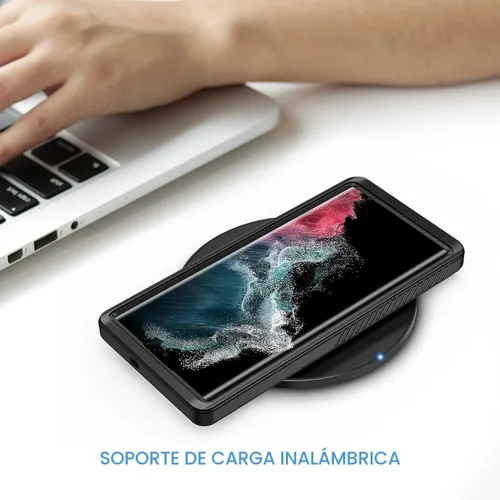 Miniatura 7 de Lanhiem Funda para Samsung Galaxy S22 Ultra, IP68 impermeable a prueba de polvo con protector de pantalla integrado, funda protectora de cuerpo Negro
