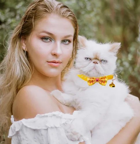Miniatura 3 de 16 piezas de lindos collares para gatos con campanas - Collares separables para niñas y gatitos pequeños - Rosa, diseño de moño - Accesorios