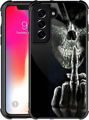 Miniatura 62 de Funda compatible con Samsung Galaxy S22 Ultra, diseño de calavera de dedo medio, diseño increíble a prueba de golpes, antiarañazos, carcasa trasera