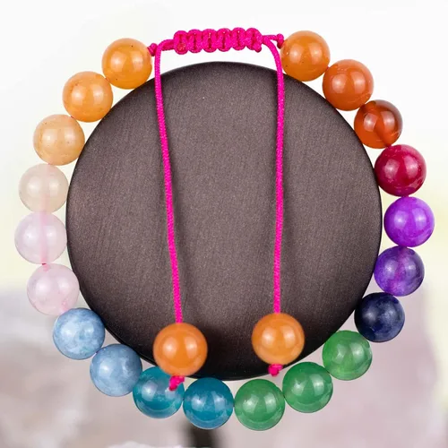Miniatura 2 de DAZCOLO Pulsera de gemas hecha a mano con piedras preciosas de macramé ajustable de 0.315 in, cuentas redondas, cristales de cuarzo