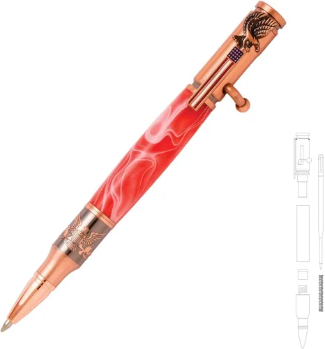 Miniatura 8 de Penn State Industries PKCP8AEAP - Kit de bolígrafo de acción patriótico grabado con perno de águila calva (1, peltre antiguo)
