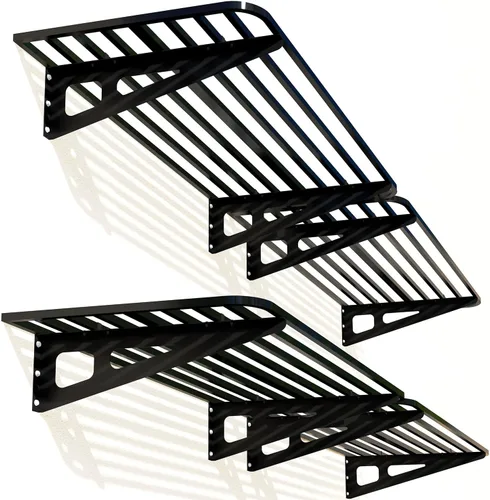 Miniatura 11 de ZoffyFabrizio Estantería de pared de garaje, paquete de 2 estantes de garaje de 2 x 4 pies (24 x 48 pulgadas), estante de pared para garaje