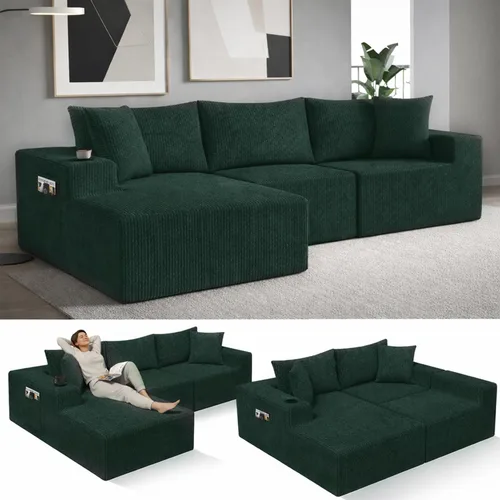 Miniatura 10 de EconoHome Sofá seccional Boneless Cloud, asiento profundo de felpa en forma de L para relajarse y entretener, construcción duradera y fácil montaje