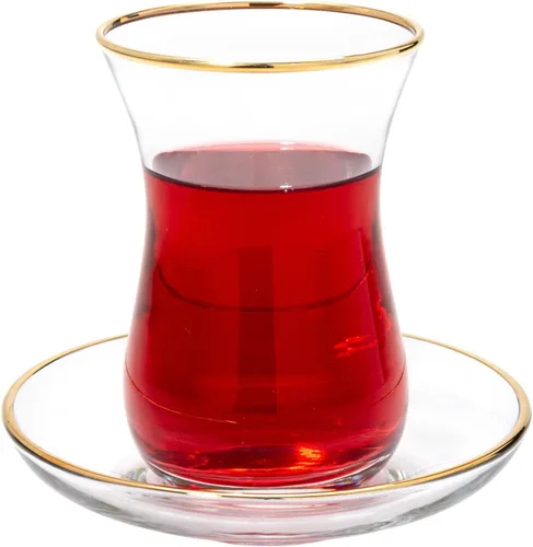 Miniatura 8 de Vikko Vasos y platillos de té turcos, tazas de té turco de 4 onzas, juego de 6 piezas Transparente