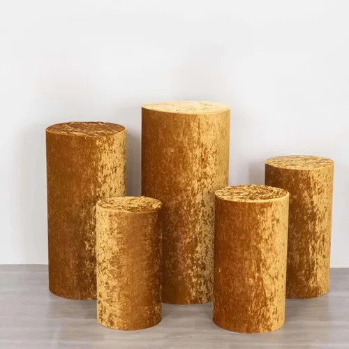 Miniatura 32 de Efavormart - Juego de 5 fundas de soporte para caja de exhibición cilíndrica de elastano, color negro, fundas elásticas para pilar de pedestal, 160