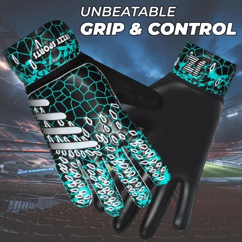 Miniatura 5 de Guantes de portero de fútbol para niños, jóvenes y adultos, guantes de portero de fútbol funky con doble protección para la muñeca de 0.157 in