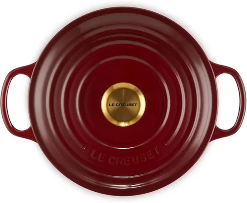Miniatura 2 de Le Creuset Horno holandés redondo Signature de hierro fundido esmaltado, 4.5 cuartos de galón., Granate Granates