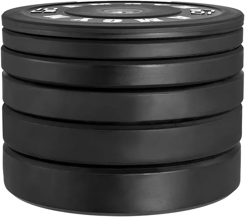 Miniatura 3 de Discos de peso olímpicos de 2 pulgadas y caucho para barras, discos para gimnasio en casa, entrenamiento de fuerza y levantamiento de pesas, 10 a