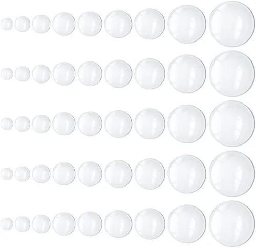 Paquete de 90 cabujones de cristal transparente de forma redonda de 0.315 in, 0.394 in, 0.472 in, 0.591 in, 0.630 in, 0.709 in, 0.787 in, 0.984 in,