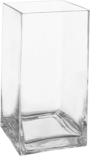 Royal Imports Jarrón de cristal decorativo para el hogar o la boda, forma rectangular alta, 10 pulgadas de alto, apertura de 5 x 5 pulgadas