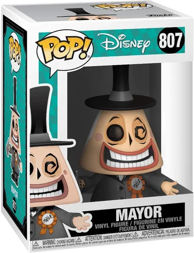 Miniatura 3 de POP Disney The Nightmare Before Christmas Mayor con megáfono Funko POP figura de vinilo con funda protectora compatible POP Box, multicolor, 3.75