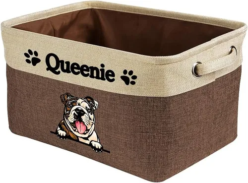 Miniatura 22 de Cesta de almacenamiento plegable personalizada con un bonito perro Bulldog inglés, plegable, de tela resistente, cubo de almacenamiento para Gris