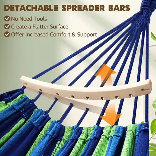 Miniatura 3 de Chihee - Hamaca de algodón grande y transpirable para acampar, con capacidad de hasta 660 libras, portátil, con barra separadora desmontable