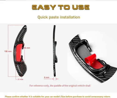 Miniatura 3 de SANRILY Extensión de palanca de cambios de paleta de fibra de carbono para Mazda 6 3 CX3 CX5 CX9 MX5 2017-UP Paleta de cambio de paleta de cambio