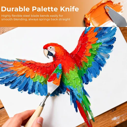 Miniatura 9 de Nicpro Juego de 36 pinceles de pintura, pinceles profesionales con cuchillo de paleta y rollo de tela, adecuados para artistas y principiantes