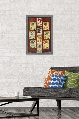 Miniatura 2 de Trends International Dungeons and Dragons - Póster de pared con cuadrícula de dragón, 22.4L x 14.7W, versión con marco de madera tipo granero