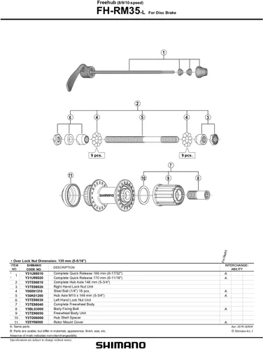 Miniatura 2 de Shimano Freehub Cuerpo Reemplazo F/Cuerpo FHRM35 Completo