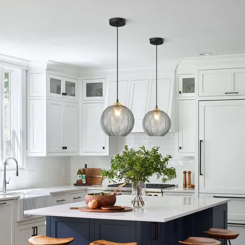 Miniatura 6 de KCO Iluminación Moderna de Vidrio Gris Ahumado Lámpara Colgante Isla de Cocina Globo Grande Estilo Granja Iluminación Colgante Ajustable Vidrio