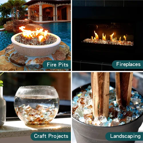 Miniatura 4 de Mr. Fireglass Vidrio de fuego reflectante mezclado de 10 libras para fogata, chimenea y paisajismo, rocas de vidrio de fuego de colores mezclados