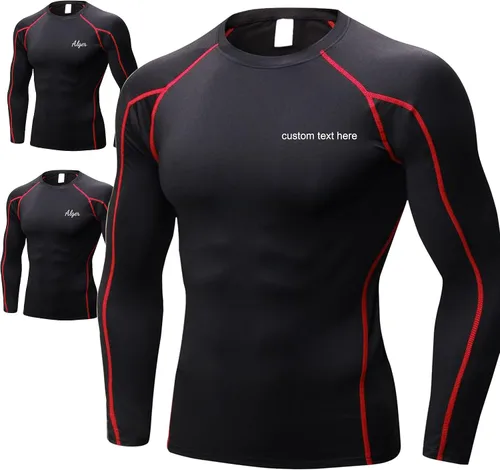 Camiseta deportiva personalizada de manga larga ajustada a granel para hombres, logotipo personalizado impreso para entrenamiento, correr, gimnasio,