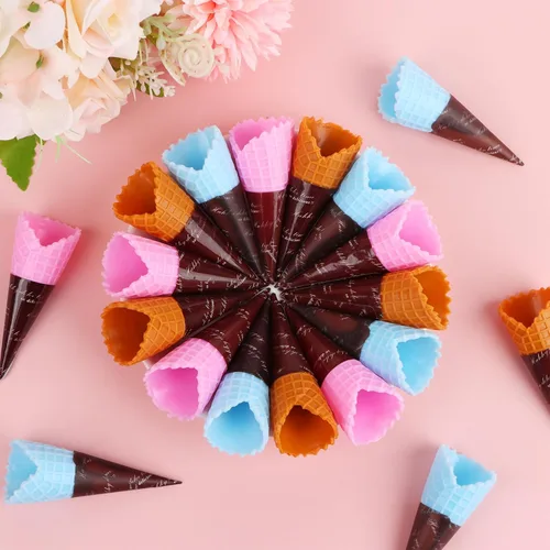 Miniatura 3 de 80 piezas de mini cono de helado artificial realista, adorable cono de helado de simulación, juego de comida, casa de muñecas, suministros