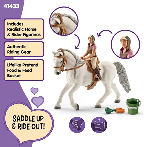 Miniatura 2 de Schleich Horse Club - Juego de 7 piezas de jinete y caballo con accesorios, figura realista de jinete y yegua Lipizzaner, juguetes divertidos
