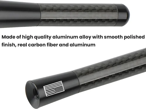 Miniatura 4 de BESULEN Antena Corta de Coche, Antena de Radio de Auto de 3.1 Pulgadas de Fibra de Carbono con Bandera Americana de Aluminio para Recepción AM/FM