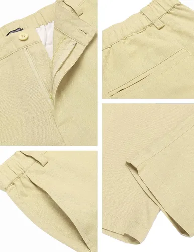 Miniatura 5 de COOFANDY Pantalones de algodón y lino para hombre, cintura elástica, ligeros, casuales, ajuste relajado, pantalones de yoga y playa con bolsillos