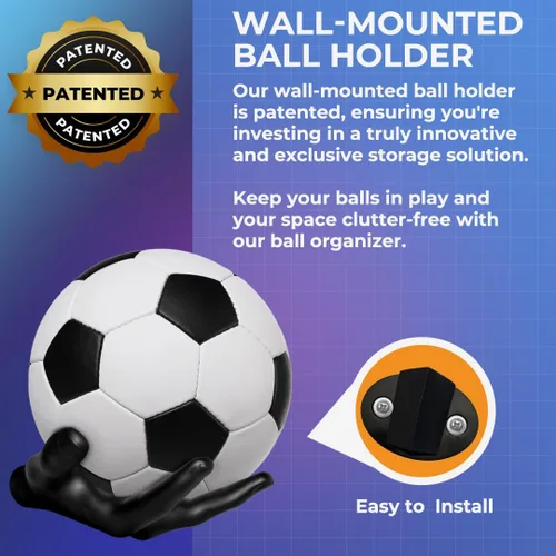 Miniatura 4 de Juego de soportes de pelota de baloncesto de mano, soportes de pared para escultura de mano izquierda y derecha para baloncesto, voleibol y fútbol