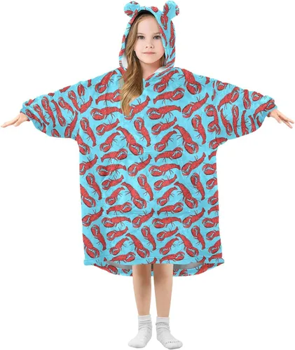 Miniatura 35 de Mantas portátiles para niños, sudadera con capucha tipo manta de gran tamaño, suave y cálida, regalos para niños, niñas y adolescentes de 3 a 14