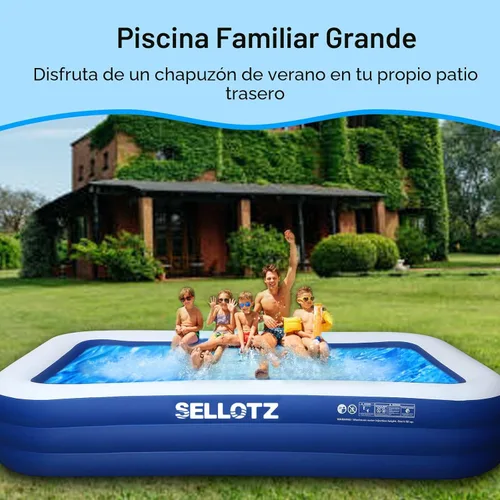 Miniatura 3 de SELLOTZ Piscina inflable para niños y adultos, 120 x 72 x 22 pulgadas, piscina familiar gruesa de gran tamaño para niños pequeños, al aire libre