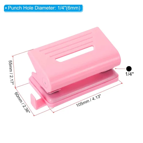 Miniatura 2 de PATIKIL Perforadora de papel de 2 agujeros de 1/4 de pulgada, perforadora de agujero de metal, capacidad de perforación de 8 hojas, perforadora