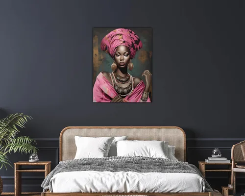 Miniatura 242 de Arte de pared afroamericano, decoración de rey y reina bailarín negro para sala de estar, arte de pareja de amor negro para dormitorio, lienzo