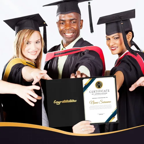 Miniatura 3 de Paquete de 40 soportes negros para certificados de 8.5 x 11 pulgadas, cubiertas para diplomas a granel con borde de lámina dorada para tamaño carta