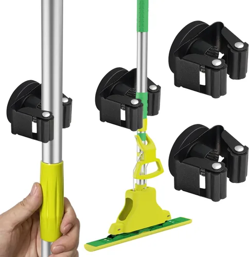ULIBERMAGNET - Soporte magnético para escoba y fregona, estante magnético móvil resistente, colgador de escoba y pala con montaje en pared