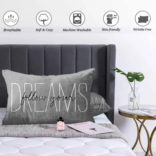 Miniatura 5 de Emvency Funda de almohada gris rústica con monograma, decoración del hogar, rectangular, tamaño Queen, 12 x 20 pulgadas, color gris rústico