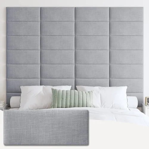 Miniatura 26 de IFNOW Cabecera tapizada para montar en la pared, paneles de pared 3D insonorizados, cabecero autoadhesivo para tamaño Queen, decoración del hogar