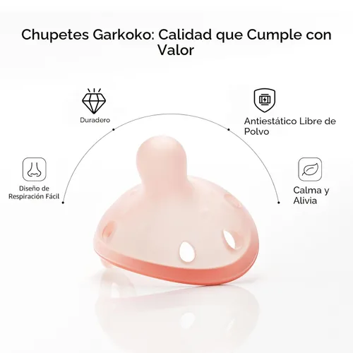 Miniatura 6 de Garkoko Chupetes para bebé de 0 a 6 meses en forma de pecho, chupetes de silicona de una pieza libres de BPA para bebés amamantados, 2 piezas 2PCS