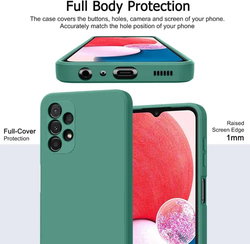 Miniatura 4 de Vancle Funda de silicona para Samsung Galaxy A13 4G, a prueba de golpes, con forro de microfibra para Samsung Galaxy A13 4G, color verde oscuro