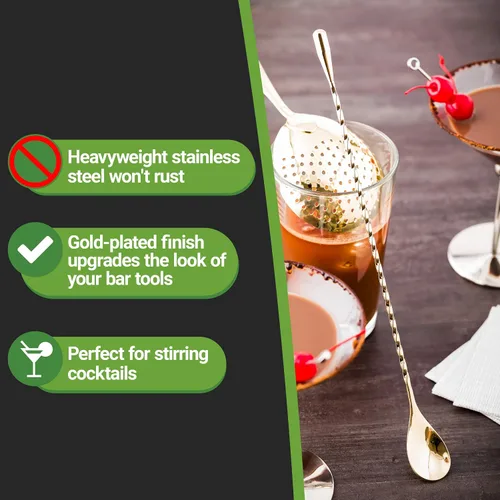 Miniatura 14 de Restaurantware Bar Lux - Cuchara de barra de 12 pulgadas, 1 cuchara agitadora de cóctel con mango de sacacorchos – Cuchara de mezcla de cóctel