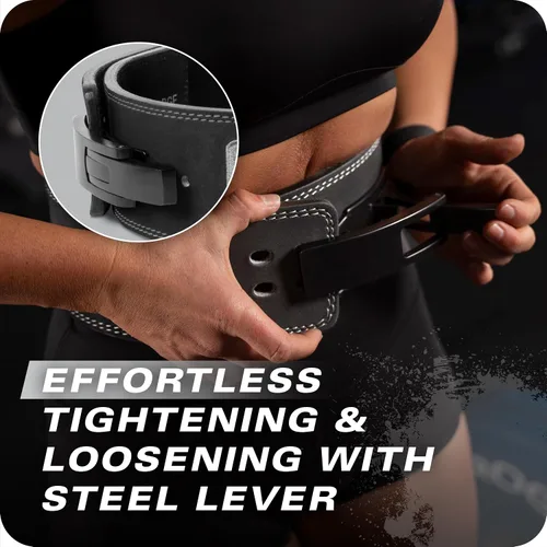 Miniatura 6 de Heavy Duty 10mm Lever Belt for Powerlifting - IPF Approved, 4" Wide, Adjustable Steel Lever Tensioning, Comfort Fit with Suede Lining, Durable Core