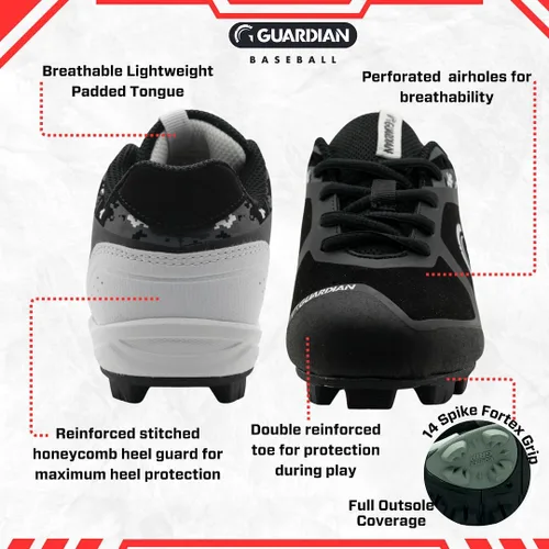 Miniatura 2 de Guardian Baseball Tacos de béisbol para niños y niñas, talla 12 para niños pequeños a 7 niños grandes