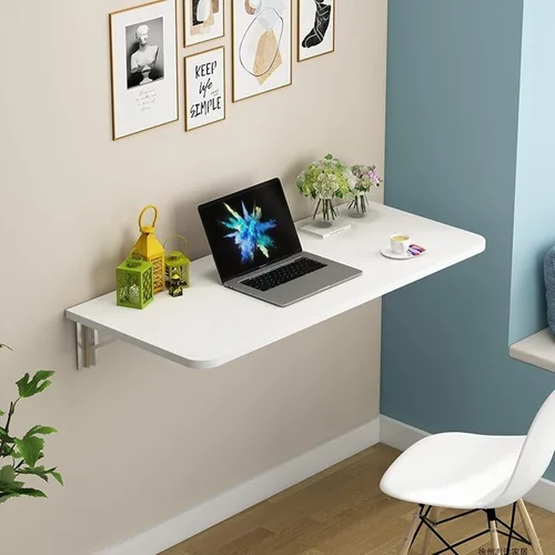 Mesa plegable blanca para montar en la pared, estación de trabajo, mesa de pared plegable de madera para cocina, mesa de comedor, ahorro de espacio