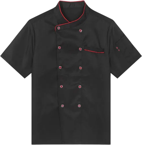 Miniatura 3 de iiniim Abrigo de chef unisex para hombre y mujer con doble botonadura, chaqueta de cocinero, uniforme de cocina