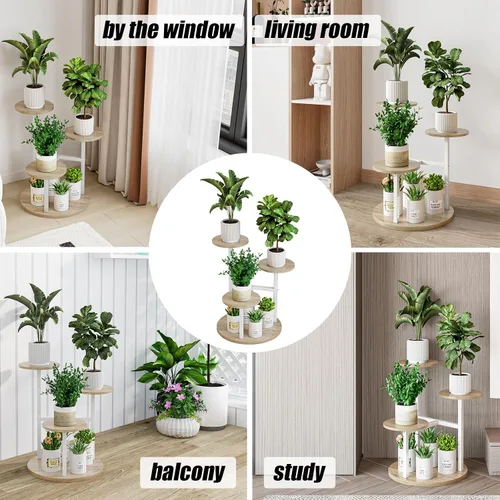 Miniatura 7 de INGIORDAR Soporte para plantas de interior de 4 niveles con 5 estantes para macetas múltiples para patio, jardín, balcón, sala de estar, esquina